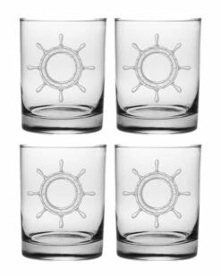 Susquehanna Glass Set Of 4 Captains Helm Rocks Glasses Home Bar Carts & Accessories