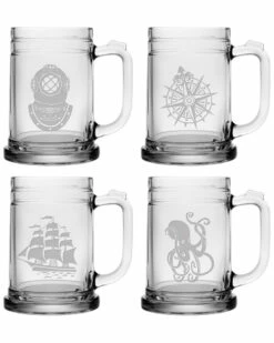 Susquehanna Glass Set Of 4 Voyager Assortment Tankard Mugs Home Bar Carts & Accessories