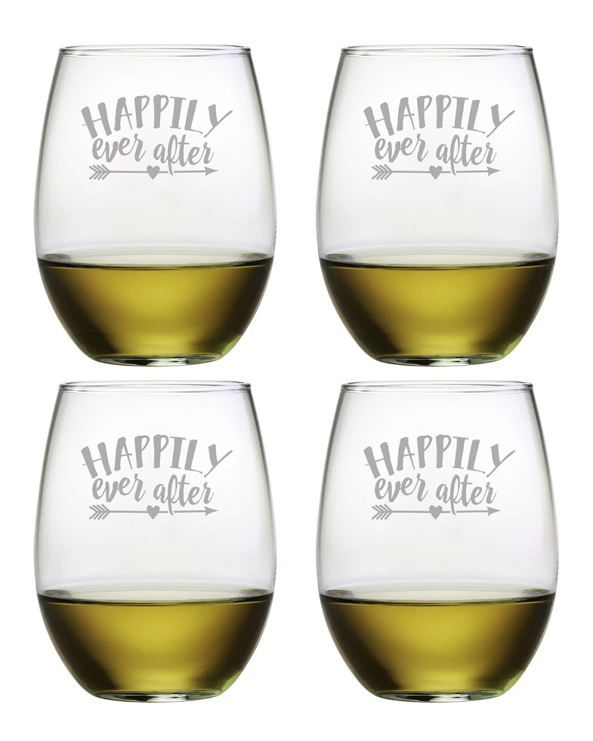 Susquehanna Glass Set Of Four 21oz Happily Ever After Stemless Glasses Home Bar Carts & Accessories