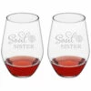 Susquehanna Glass Set Of 2 Soul Sister Stemless Wine Glasses Home Bar Carts & Accessories