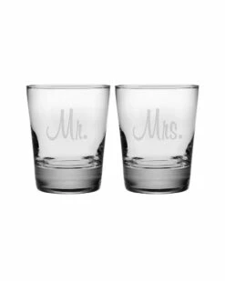 Susquehanna Glass Mr. & Mrs. Set Of Two 13.25oz Double Old Fashioned Glasses Home Drinkware