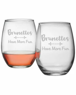 Susquehanna Glass Set Of 2 Brunettes Stemless Wine Glasses Home Bar Carts & Accessories