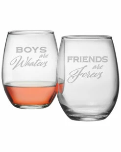 Susquehanna Glass Susquehanna Set Of 2 Friends Are Forevs Stemless Wine Glasses Home Bar Carts & Accessories