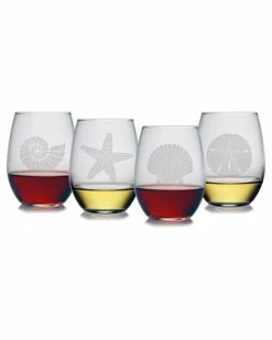 Susquehanna Glass Set Of 4 Seashore Stemless Wine Glasses Home Drinkware