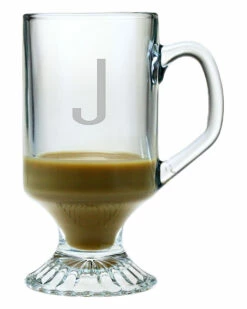 Susquehanna Glass Monogrammed Set Of 4 Block Coffee Mugs, (A-Z) Home Bar Carts & Accessories