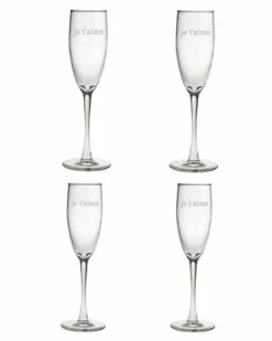 Susquehanna Glass 'Je T'aime' Set Of 4 Champagne Flutes Home Drinkware