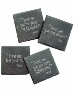 Susquehanna Glass Set Of 4 Trust Me Assortment Slate Coasters Home Bar Carts & Accessories