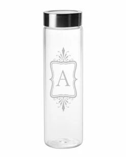 Susquehanna Glass Monogrammed Emile Sleek 18oz Water Bottle, (A-Z) Home Bar Carts & Accessories