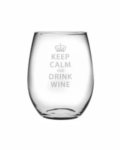 Susquehanna Glass Keep Calm & Drink Wine Set Of Four 21oz Stemless Wine Glasses Home Bar Carts & Accessories