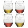 Susquehanna Glass "Its In The Small Print" Set Of 4 Stemless Glasses Home Bar Carts & Accessories
