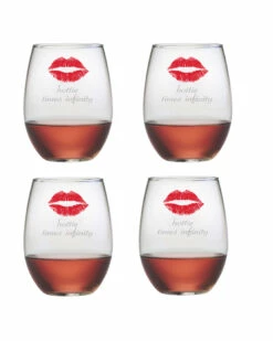 Susquehanna Glass "Hottie Times Infinity" Set Of 4 Stemless Glasses Home Bar Carts & Accessories