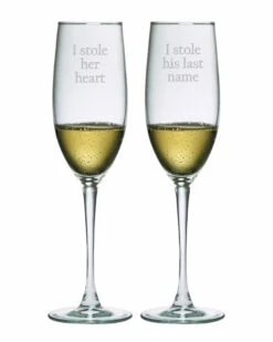 Susquehanna Glass Stole Her Heart Set Of 2 8oz Flutes Home Drinkware