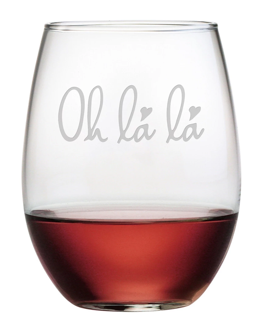 Susquehanna Glass Oh La La Set Of 4 21oz Stemless Wine Glasses Home Bar Carts & Accessories