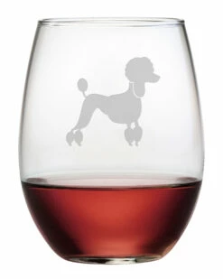 Susquehanna Glass Set Of Four 21oz French Poodle Stemless Wine Glasses Home Bar Carts & Accessories