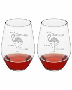 Susquehanna Glass Be A Flamingo Stemless Wine Glasses Home Bar Carts & Accessories