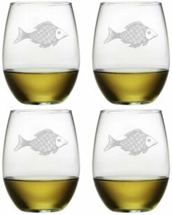 Susquehanna Glass Set Of 4 Ishmael Stemless Wine Glasses Home Bar Carts & Accessories