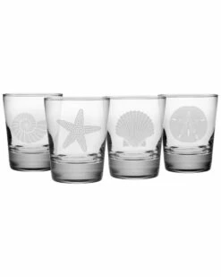 Susquehanna Glass Set Of 4 Seashore 13.25oz Double Old Fashioned Glasses Home Bar Carts & Accessories
