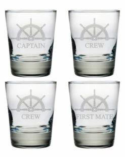 Susquehanna Glass "Captains" Set Of 4 Double Old Fashioned Glasses Home Bar Carts & Accessories