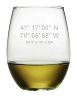 Susquehanna Glass Nantucket Coordinates Set Of 4 21oz Stemless Wine Glasses Home Bar Carts & Accessories