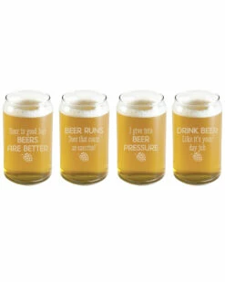 Susquehanna Glass Set Of Four Beers Are Better Glass Beer Cans Home Bar Carts & Accessories