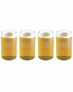 Susquehanna Glass Set Of 4 Elements Of Hoppiness Glass Beer Cans Home Bar Carts & Accessories