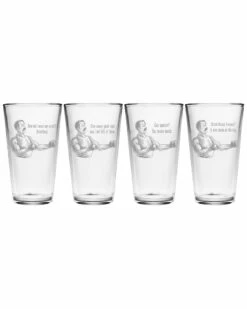 Susquehanna Glass Set Of Four Manly Man Pint Glasses Home Bar Carts & Accessories