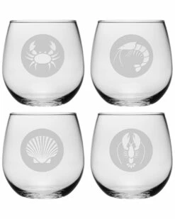 Susquehanna Glass Susquehanna Glass Clambake Set Of Four 16.75oz Stemless Glasses Home Bar Carts & Accessories