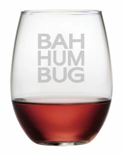 Susquehanna Glass Set Of Four "Bah Hum Bug" 21oz Stemless Glasses Home Drinkware