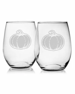 Susquehanna Glass Set Of Four 21oz "Pumpkin" Stemless Glasses Home Drinkware