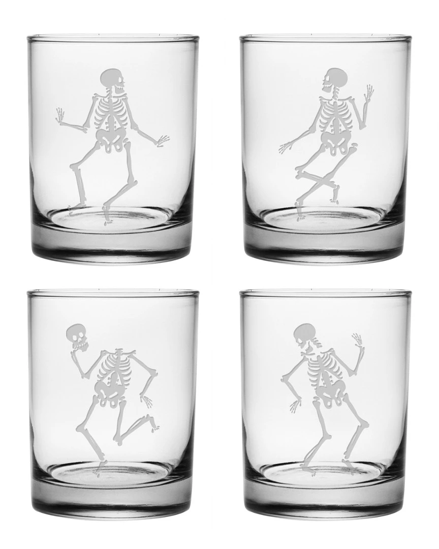 Susquehanna Glass Dance Of The Dead Set Of Four 14oz Glasses Home Bar Carts & Accessories