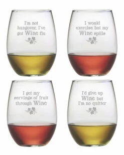 Susquehanna Glass Set Of Four Wine Justification 21oz Glasses Home Drinkware