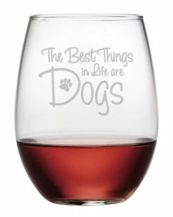 Susquehanna Glass Best Things In Life Are Dogs 21oz Stemless Wine Glasses Home Pet Supplies