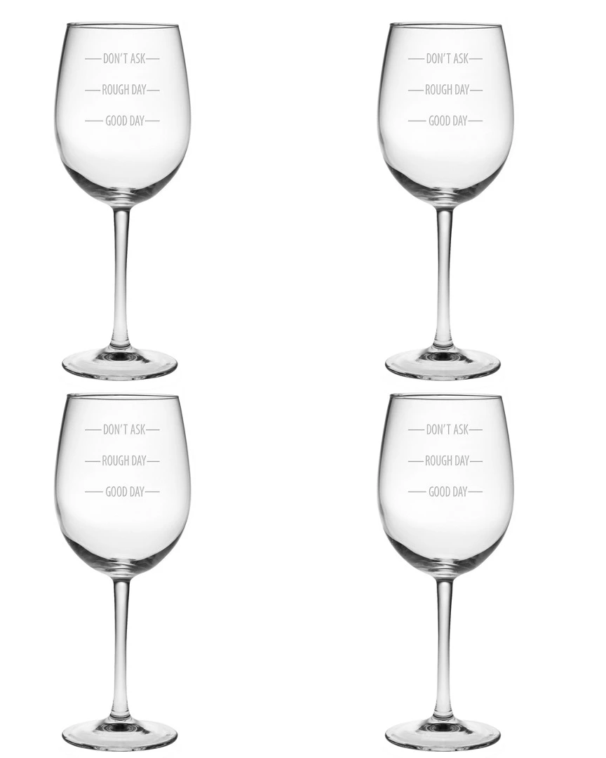 Susquehanna Glass Don't Ask Wine Set Of Four 19oz Stem Glasses Home Drinkware