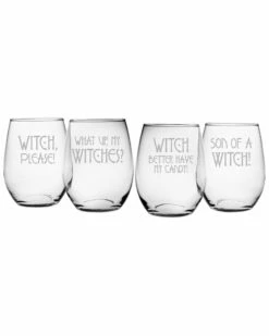 Susquehanna Glass Set Of 4 Witch Please Glasses Home Bar Carts & Accessories