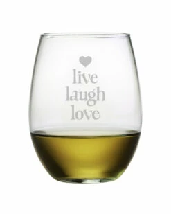 Susquehanna Glass Live Laugh Love Set Of Four 21oz Stemless Wine Home Drinkware