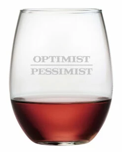 Susquehanna Glass Set Of Four 21oz Optimist/Pestimist Stemless Glasses Home Bar Carts & Accessories