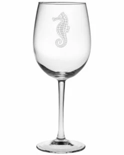 Susquehanna Glass Set Of Four Sea Horse Wine Glasses Home Drinkware