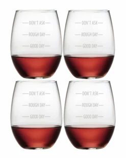Susquehanna Glass Don't Ask Set Set Of Four 21oz Stemless Glasses Home Drinkware