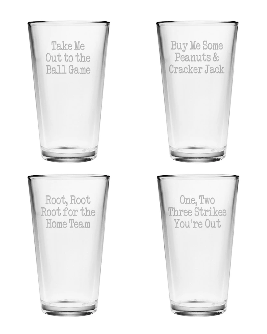 Susquehanna Glass The Old Ball Game Set Of Four 16oz Pint Glasses Home Bar Carts & Accessories