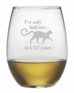 Susquehanna Glass Cat Years Set Of Four 21oz Stemless Wine Glasses Home Pet Supplies