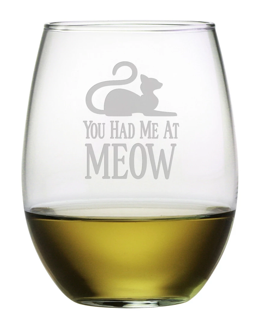 Susquehanna Glass You Had Me At Meow Set Of Four 21oz Stemless Tumblers Home Pet Supplies