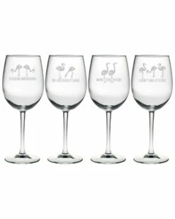Susquehanna Glass Set Of 4 Flocking Ridiculous Assortment Wine Glass Home Bar Carts & Accessories