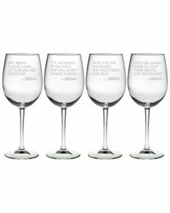 Susquehanna Glass Set Of 4 Go Ask Mom Assortment Wine Glass Home Bar Carts & Accessories