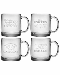 Susquehanna Glass Set Of 4 Unicorn Assortment Glass Mug Home Bar Carts & Accessories