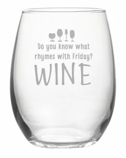 Susquehanna Glass Rhymes With Wine Stemless Wine & Gift Box Home Bar Carts & Accessories