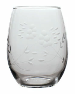 Susquehanna Glass Set Of 4 Bethany Hand-Cut Stemless Wine Home Bar Carts & Accessories