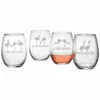 Susquehanna Glass Set Of 4 Flocking Ridiculous Assortment Stemless Wine Home Bar Carts & Accessories