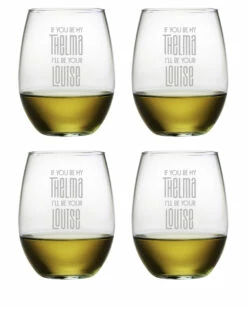 Susquehanna Glass Set Of Four 21oz Thelma & Louise Stemless Tumbler Home Bar Carts & Accessories