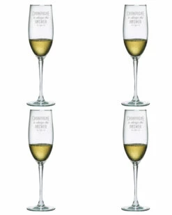 Susquehanna Glass Set Of Four 8oz Champagne Is Always The Answer Glass Home Bar Carts & Accessories