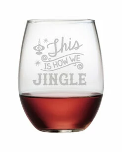 Susquehanna Glass How We Jingle Set Of Four Stemless 21oz Wine Home Bar Carts & Accessories